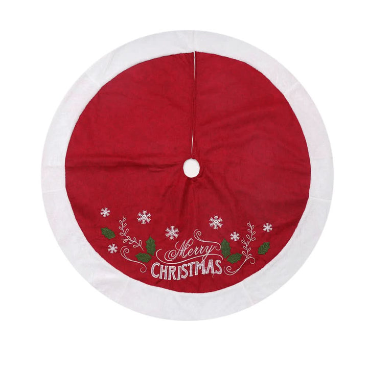 Red Leaf Flannel Christmas Tree Skirt 