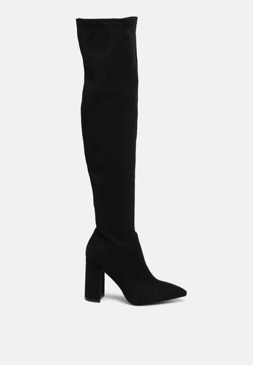 Stunning Thigh High Block Heel Boots Ruby Smudge