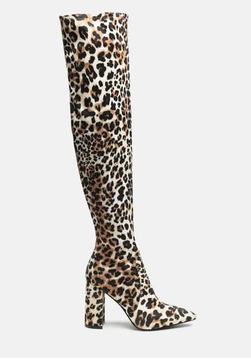 Stunning Thigh High Block Heel Boots Ruby Smudge