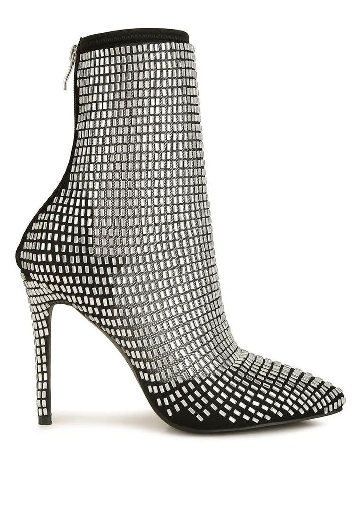 Sparkling Mesh Stiletto Heels with Rhinestone Accents Ruby Smudge