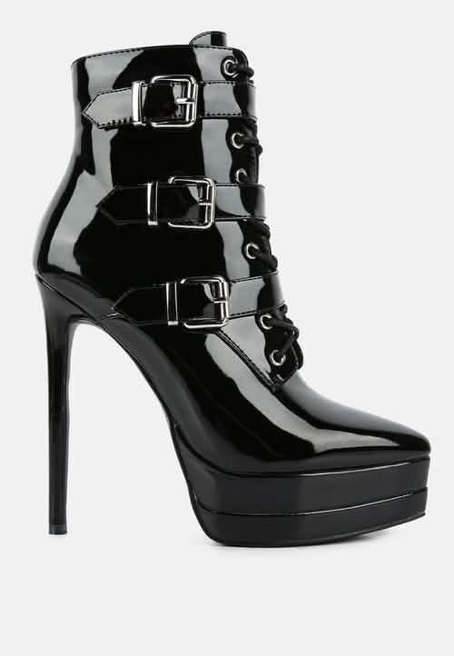 GANGUP Elegant Stiletto Ankle Booties Ruby Smudge