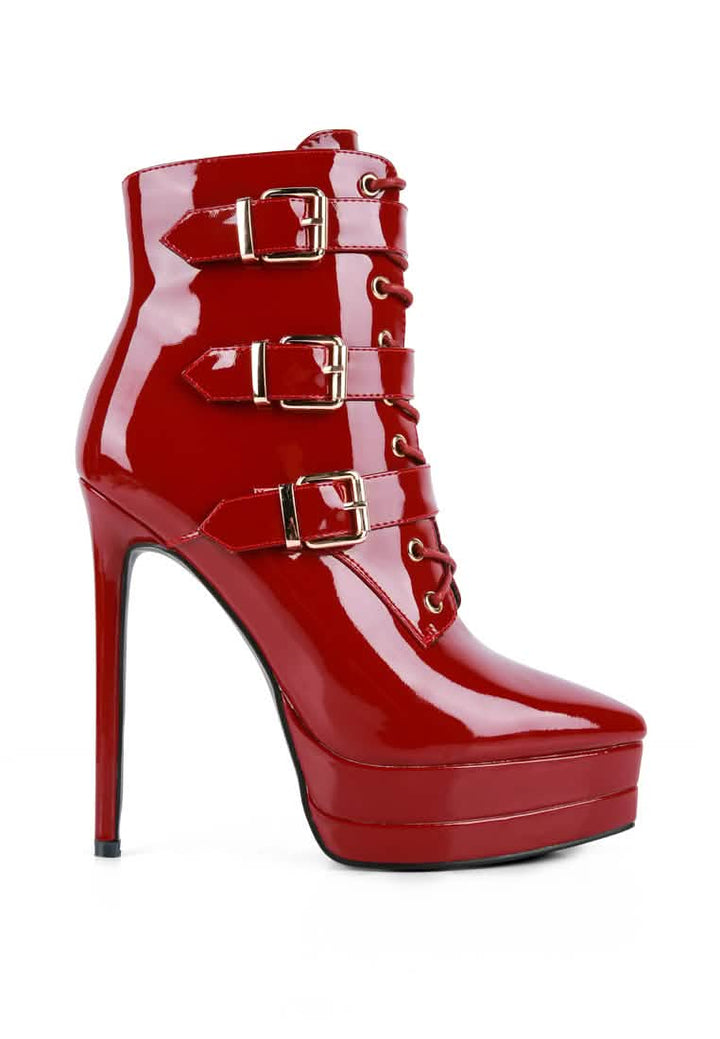 GANGUP Elegant Stiletto Ankle Booties Ruby Smudge