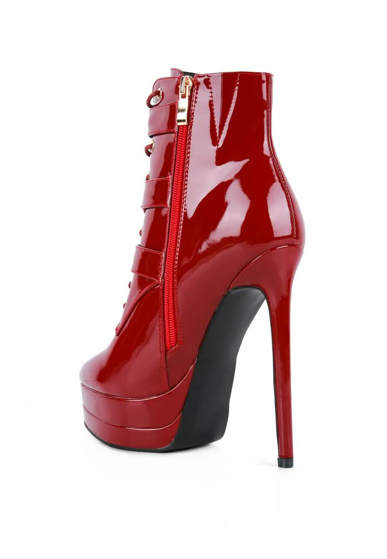 GANGUP Elegant Stiletto Ankle Booties Ruby Smudge