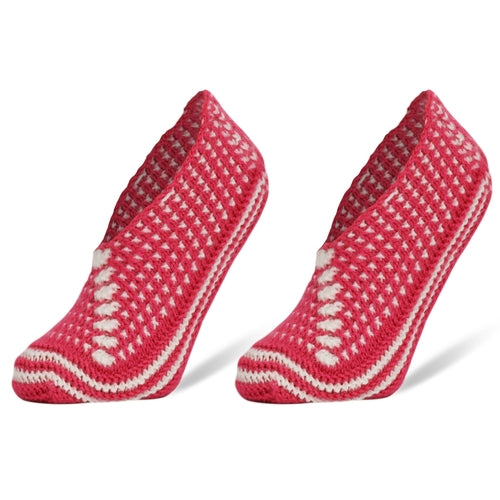 1 Pair - Crochet Hand Knit Slippers for Women Vintage Slipper Socks Ultramarine Uranus