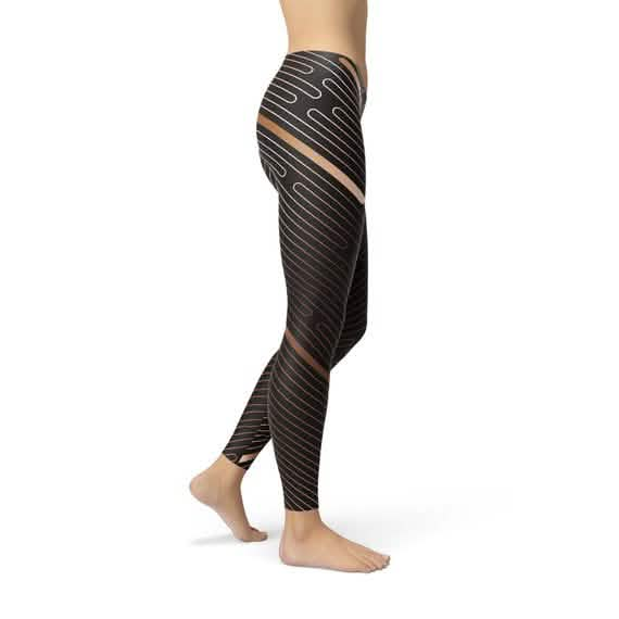 Women's Performance-Enhancing Brown Striped Athletic Leggings for Ultimate Comfort Maroon Sooty