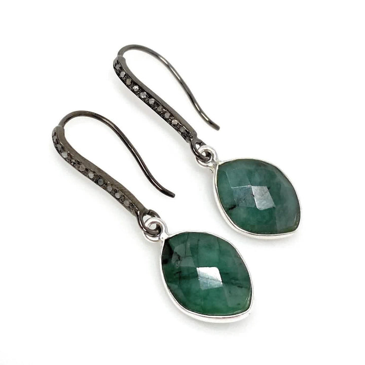 Emerald and Diamond Pave Sterling Silver Earrings with Black Rhodium Elegance Mauve Penelope