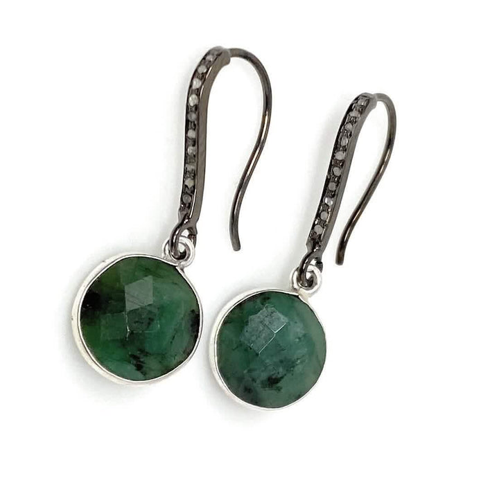 Emerald and Diamond Accent Earrings in Sterling Silver Mauve Penelope