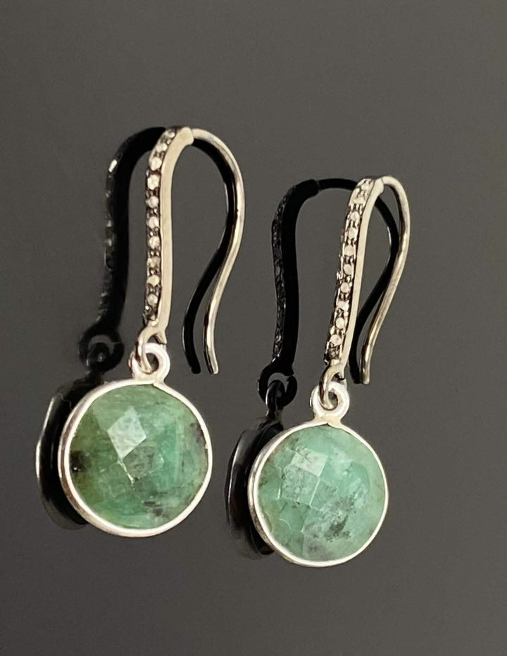 Emerald and Diamond Accent Earrings in Sterling Silver Mauve Penelope