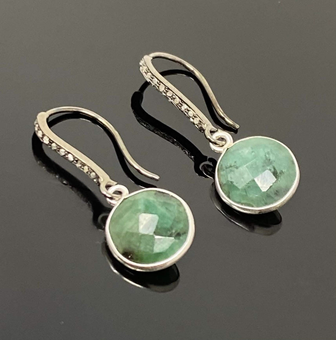 Emerald and Diamond Accent Earrings in Sterling Silver Mauve Penelope