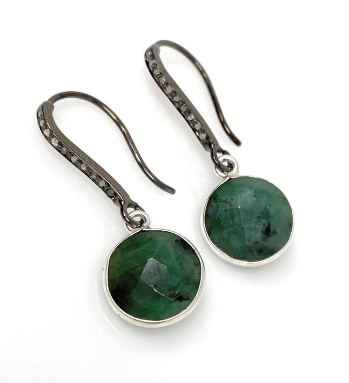 Emerald and Diamond Accent Earrings in Sterling Silver Mauve Penelope