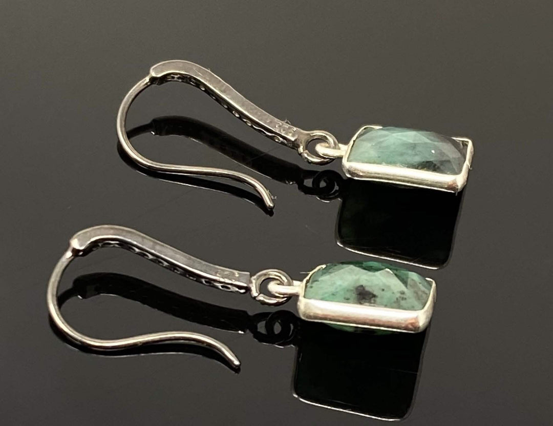 Emerald and Diamond Elegance: Sterling Silver Earrings Mauve Penelope