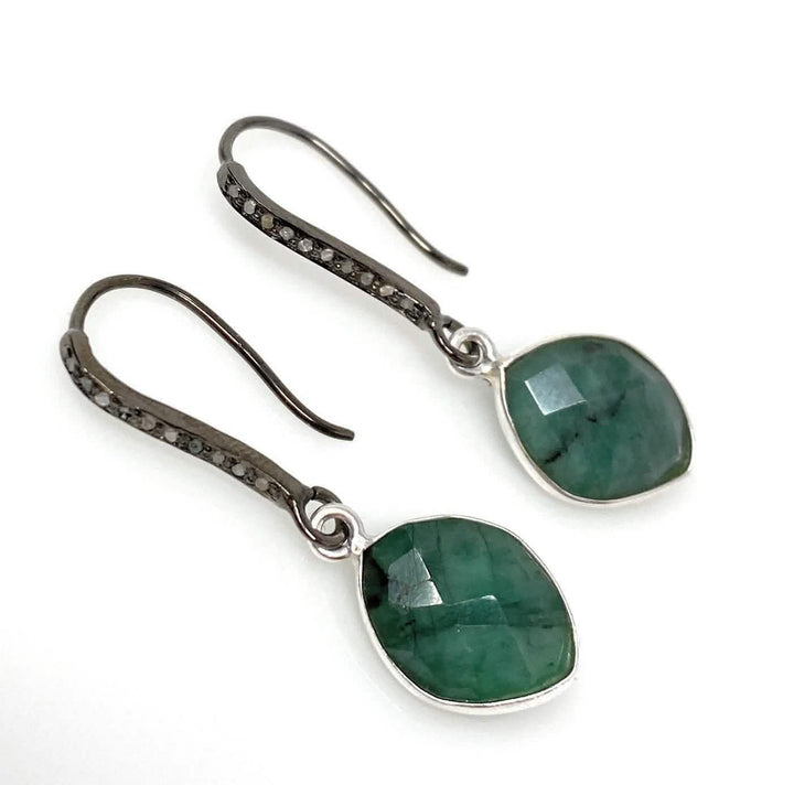 Emerald and Diamond Pave Sterling Silver Earrings with Black Rhodium Elegance Mauve Penelope