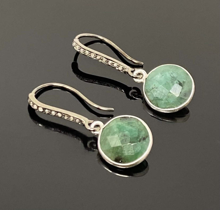 Emerald and Diamond Accent Earrings in Sterling Silver Mauve Penelope