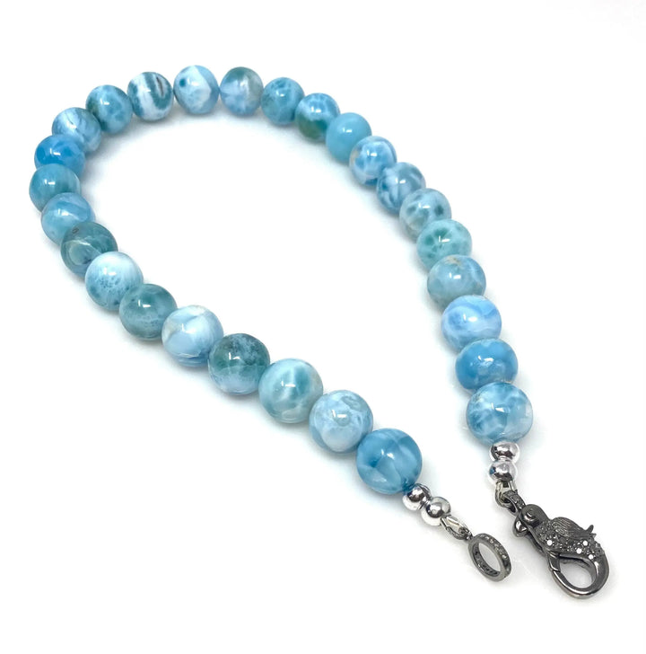 Exquisite AAA+ Larimar and Diamond Clasp Necklace from the Dominican Republic - 14mm-14.5mm Mauve Penelope