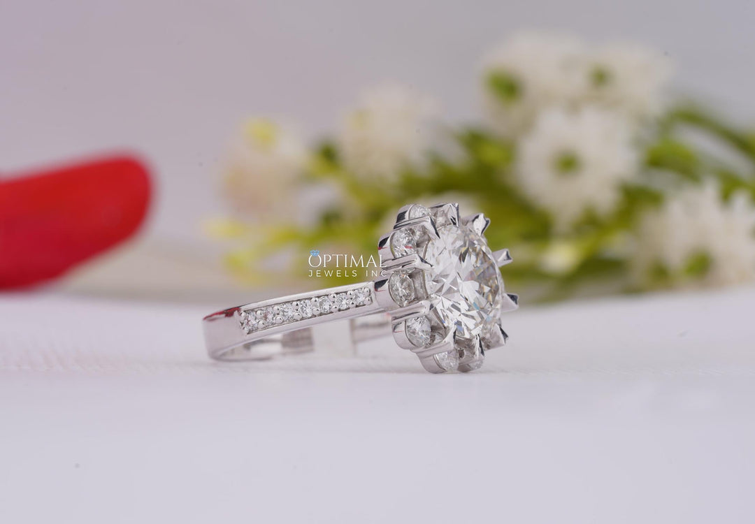 Allure Round 3.05 CTW Lab Created Diamond Halo Engagement Ring, IGI Carmine Poppy