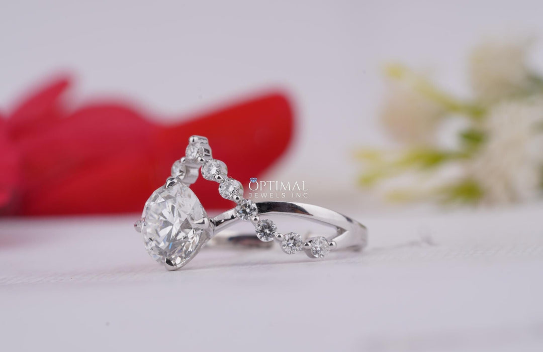 Eternal Diamond Ring 1.87 Ctw IGI Certified Round Cut Diamond Carmine Poppy