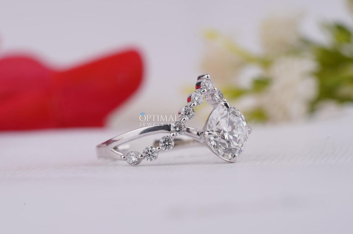 Eternal Diamond Ring 1.87 Ctw IGI Certified Round Cut Diamond Carmine Poppy