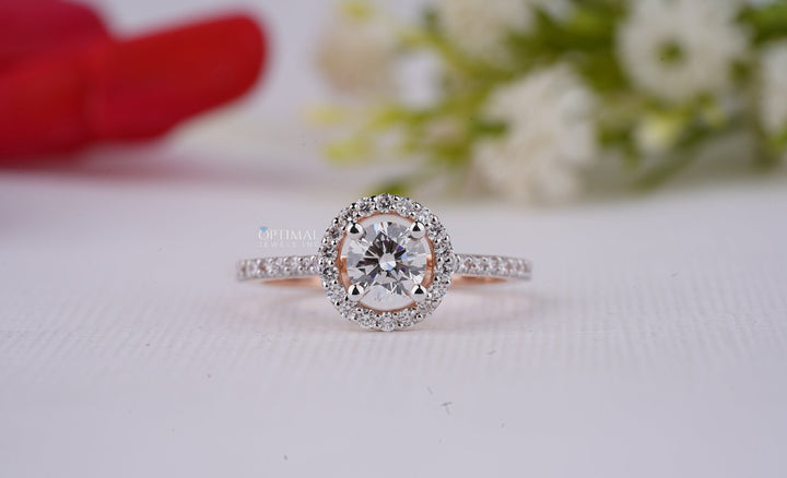 Brilliant Round Cut Lab Diamond Wedding Ring 1.50 Ctw IGI Certified Carmine Poppy