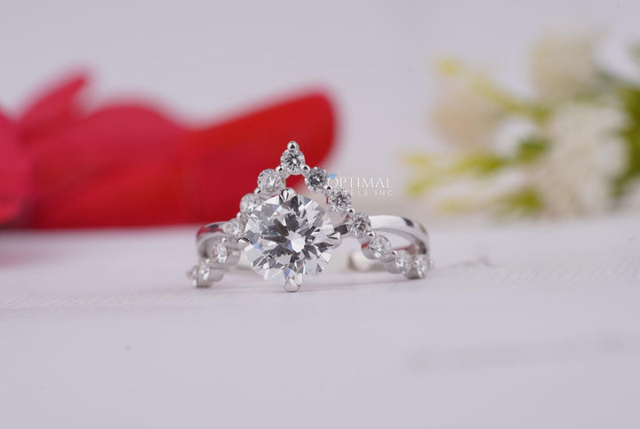 Eternal Diamond Ring 1.87 Ctw IGI Certified Round Cut Diamond Carmine Poppy