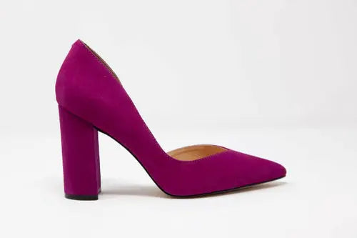 Magenta Suede V-Cut Heels Apricot Hercules