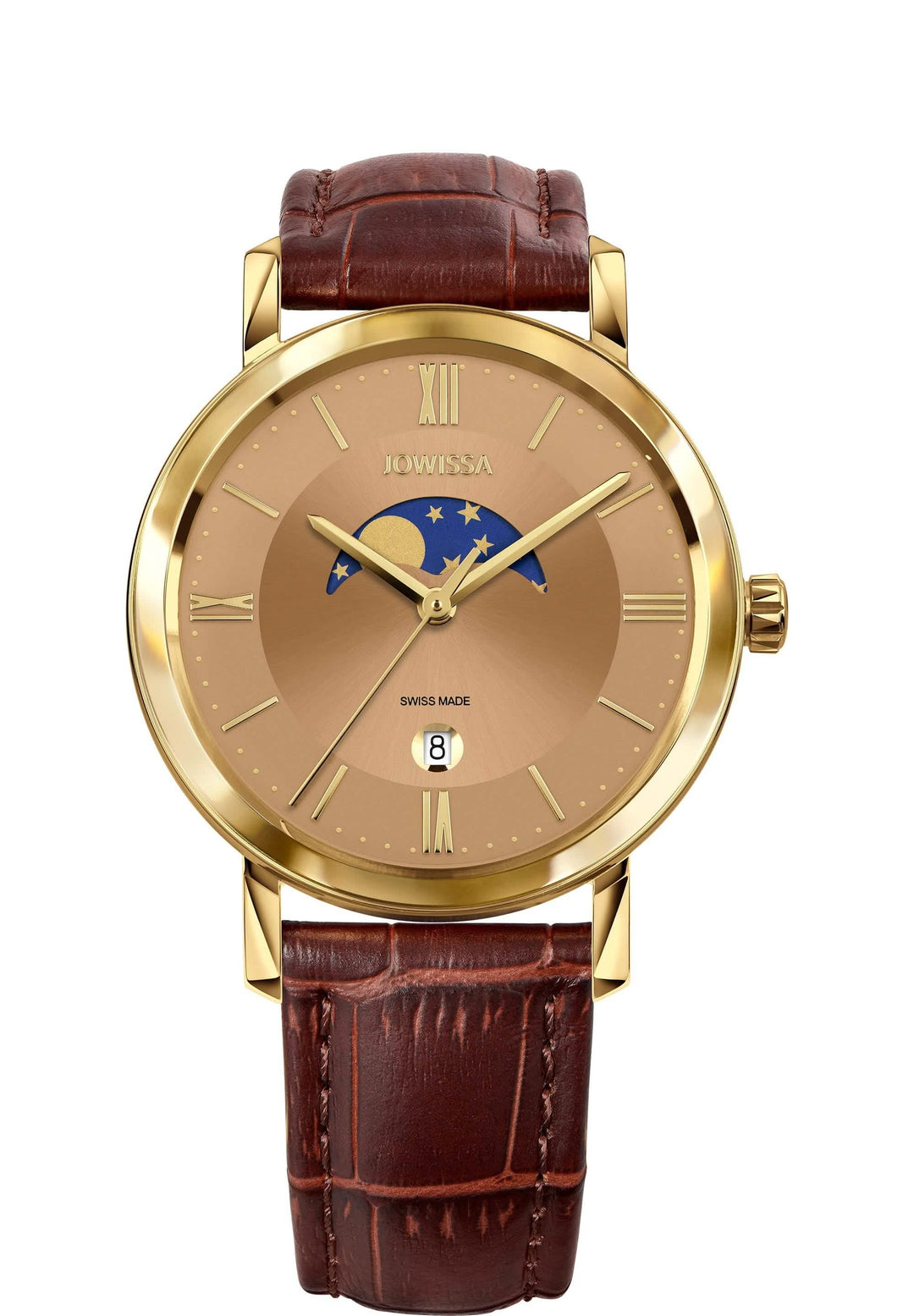 Magno Swiss Luxury Men's Moon Phase Timepiece with Gold Dial J4.274.L Chocolate Sycamore