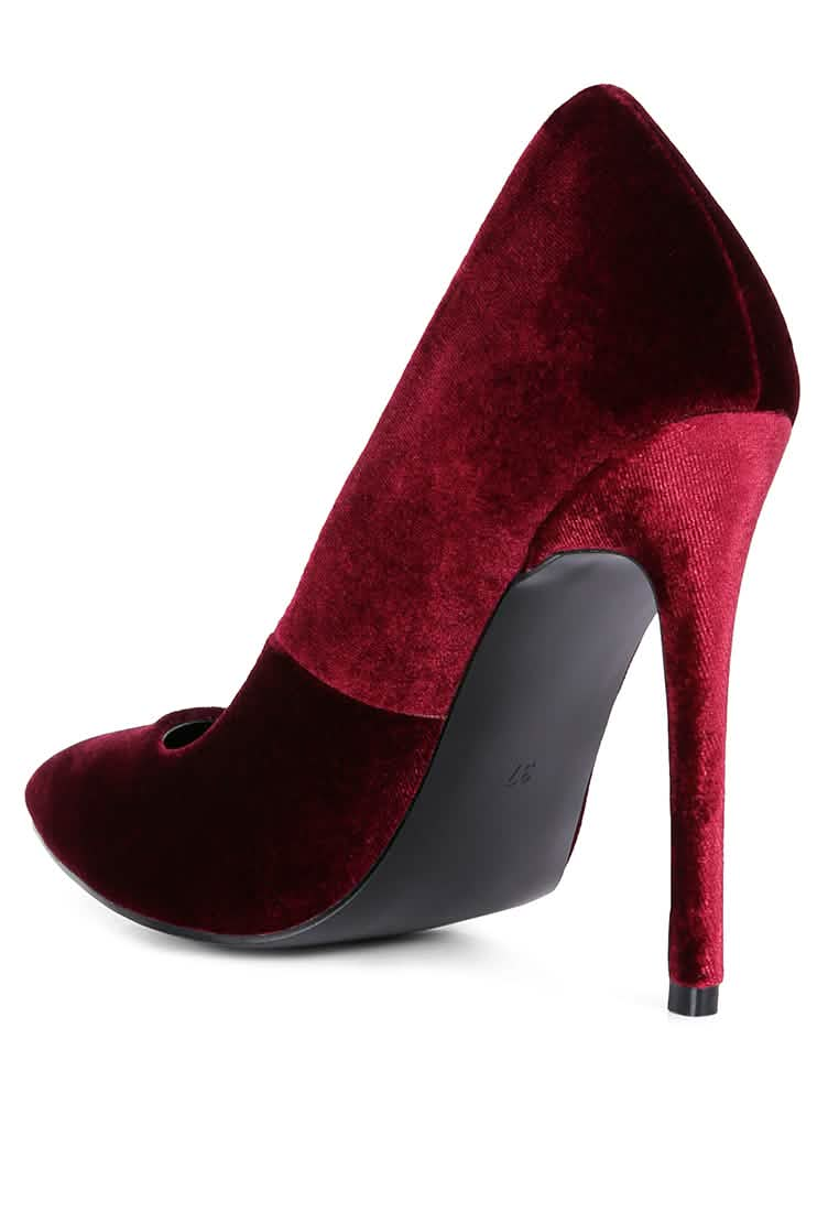 Sophisticated Velvet Stiletto Dress Sandals Ruby Smudge