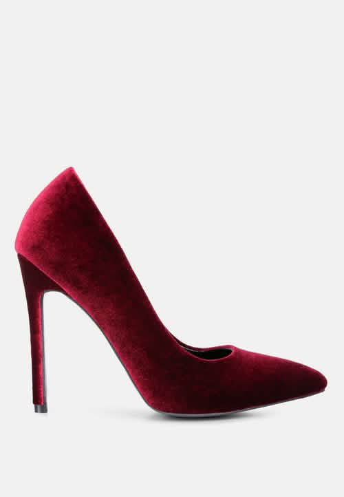 Sophisticated Velvet Stiletto Dress Sandals Ruby Smudge