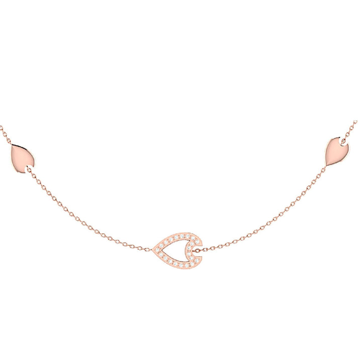 Raindrop Elegance: 14K Rose Gold Vermeil Diamond Layered Necklace Emerald Raspberry