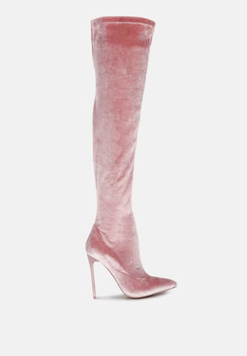 Glamorous Velvet Over-the-Knee Stiletto Heels Ruby Smudge