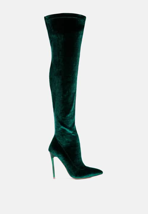 Glamorous Velvet Over-the-Knee Stiletto Heels Ruby Smudge