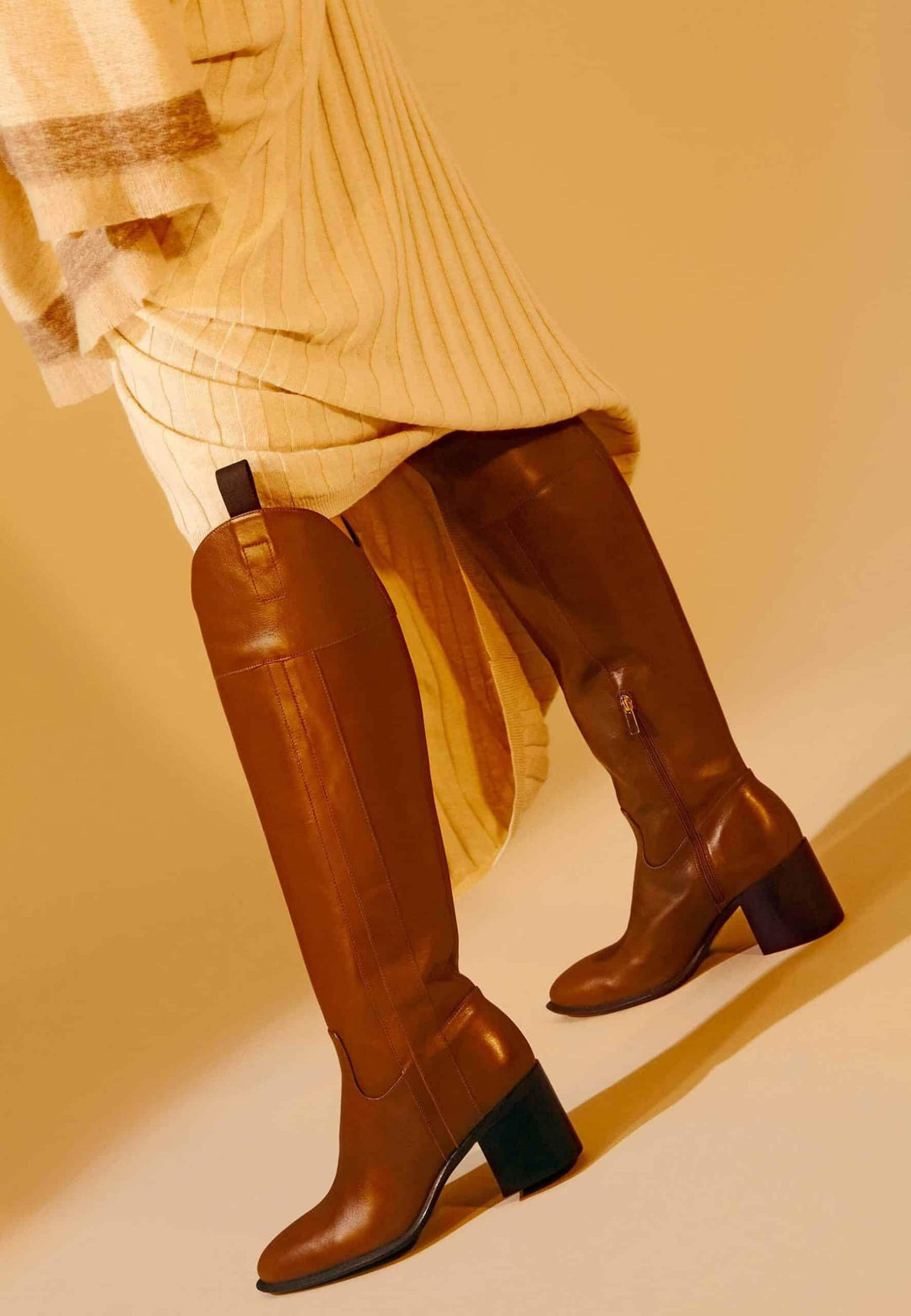 Canna Luxe Leather Knee-High Boots Amber Rose