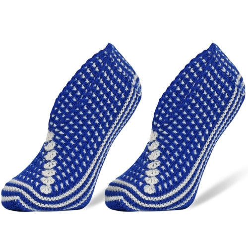 1 Pair - Crochet Hand Knit Slippers for Women Vintage Slipper Socks Ultramarine Uranus