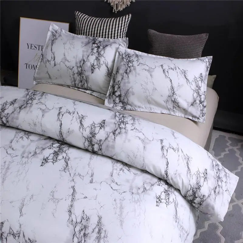 Chic Marble-Inspired Polyester Bedding Collection - Available in Twin, Queen, and King Sizes Jade