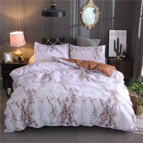 Chic Marble-Inspired Polyester Bedding Collection - Available in Twin, Queen, and King Sizes Jade