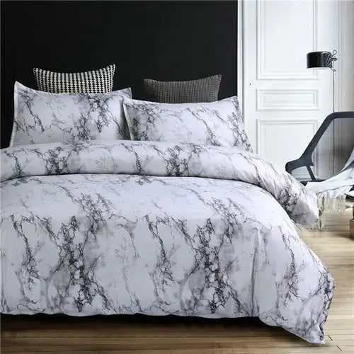 Chic Marble-Inspired Polyester Bedding Collection - Available in Twin, Queen, and King Sizes Jade