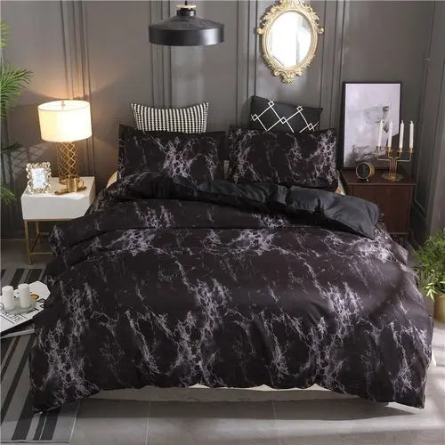 Chic Marble-Inspired Polyester Bedding Collection - Available in Twin, Queen, and King Sizes Jade