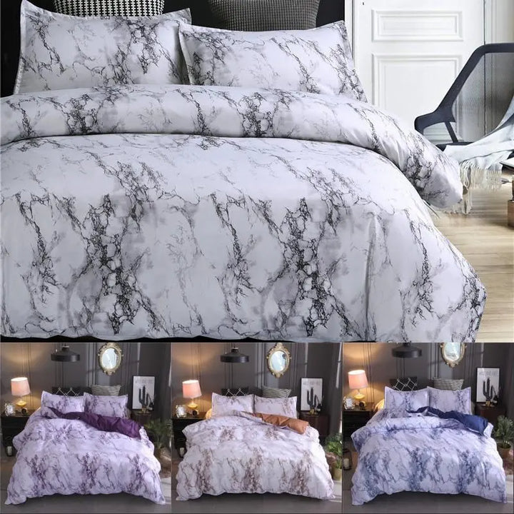 Chic Marble-Inspired Polyester Bedding Collection - Available in Twin, Queen, and King Sizes Jade