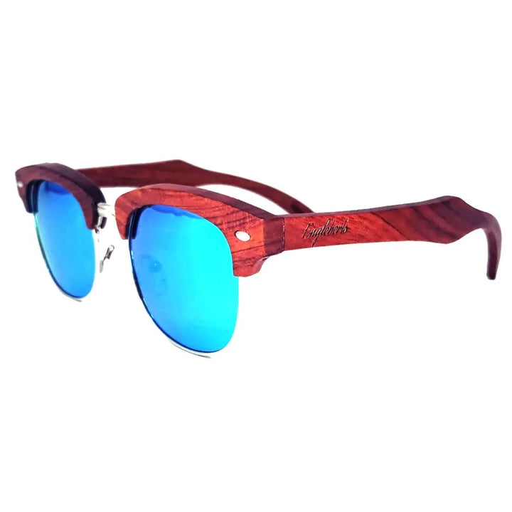 Sandalwood Eco-Friendly Sunglasses with Stunning Ice Blue Polarized Lenses - Handcrafted Elegance Purple Ariadne