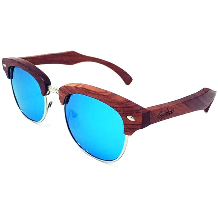 Sandalwood Eco-Friendly Sunglasses with Stunning Ice Blue Polarized Lenses - Handcrafted Elegance Purple Ariadne