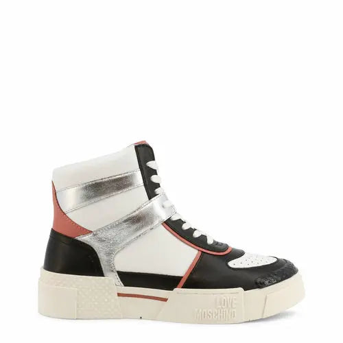 Coral and Silver Luxe High-Top Sneakers Burgundy Hera