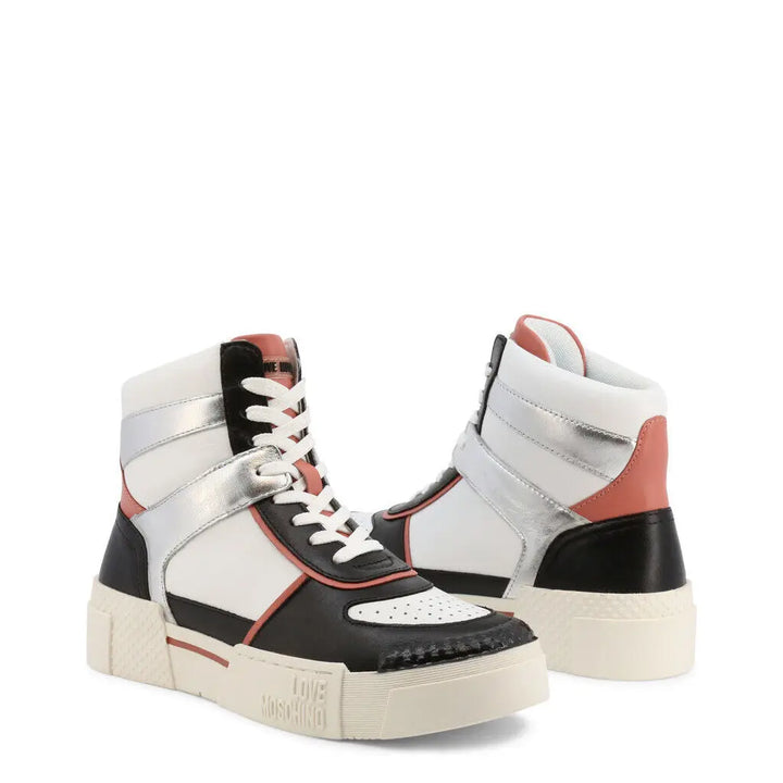 Coral and Silver Luxe High-Top Sneakers Burgundy Hera