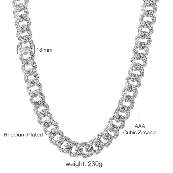 Opulent 18 MM Cuban Link Chain with Dazzling Cubic Zirconia Lilac Quartz