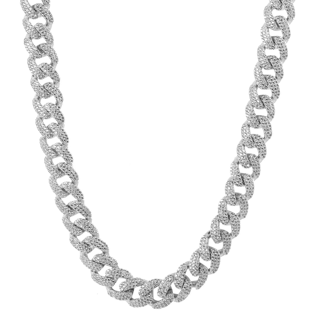 Opulent 18 MM Cuban Link Chain with Dazzling Cubic Zirconia Lilac Quartz