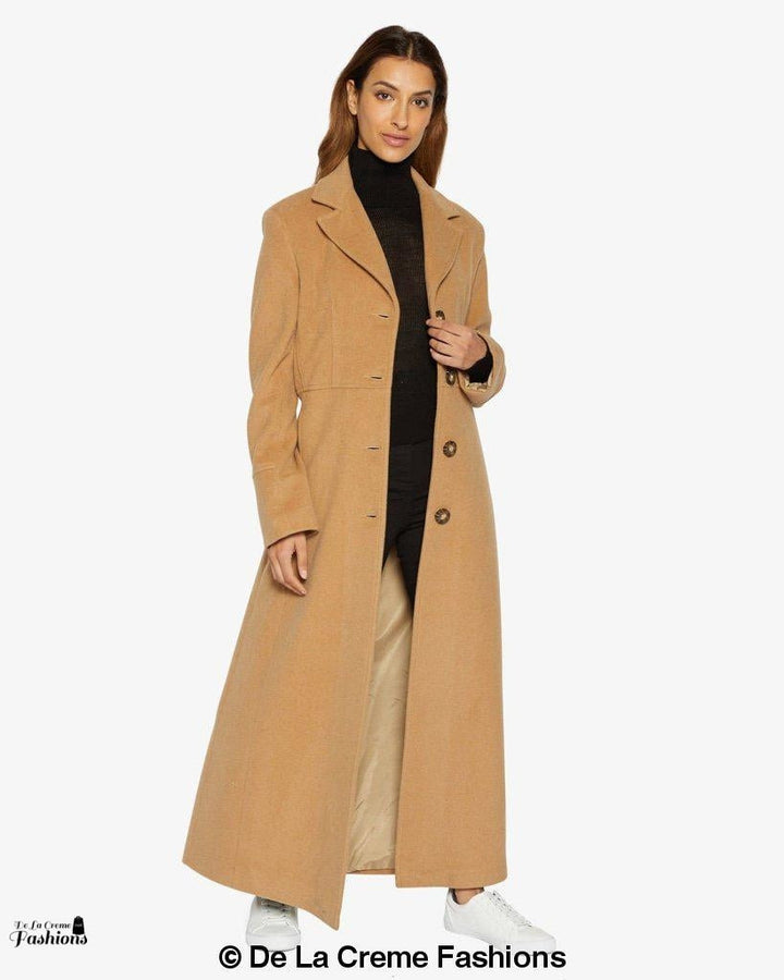 Slim Fit Wool Blend Longline Maxi Coat (1816) Rose Eleusis