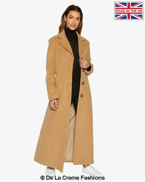 Slim Fit Wool Blend Longline Maxi Coat (1816) Rose Eleusis