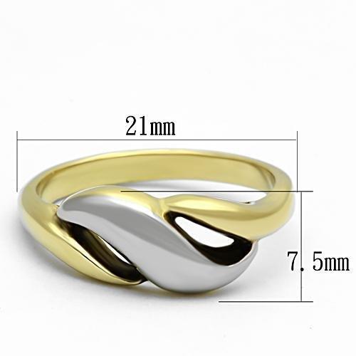 TK1089 - Two-Tone IP Gold (Ion Plating) Stainless Steel Ring with No Turquoise Tiger