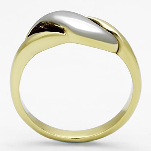 TK1089 - Two-Tone IP Gold (Ion Plating) Stainless Steel Ring with No Turquoise Tiger