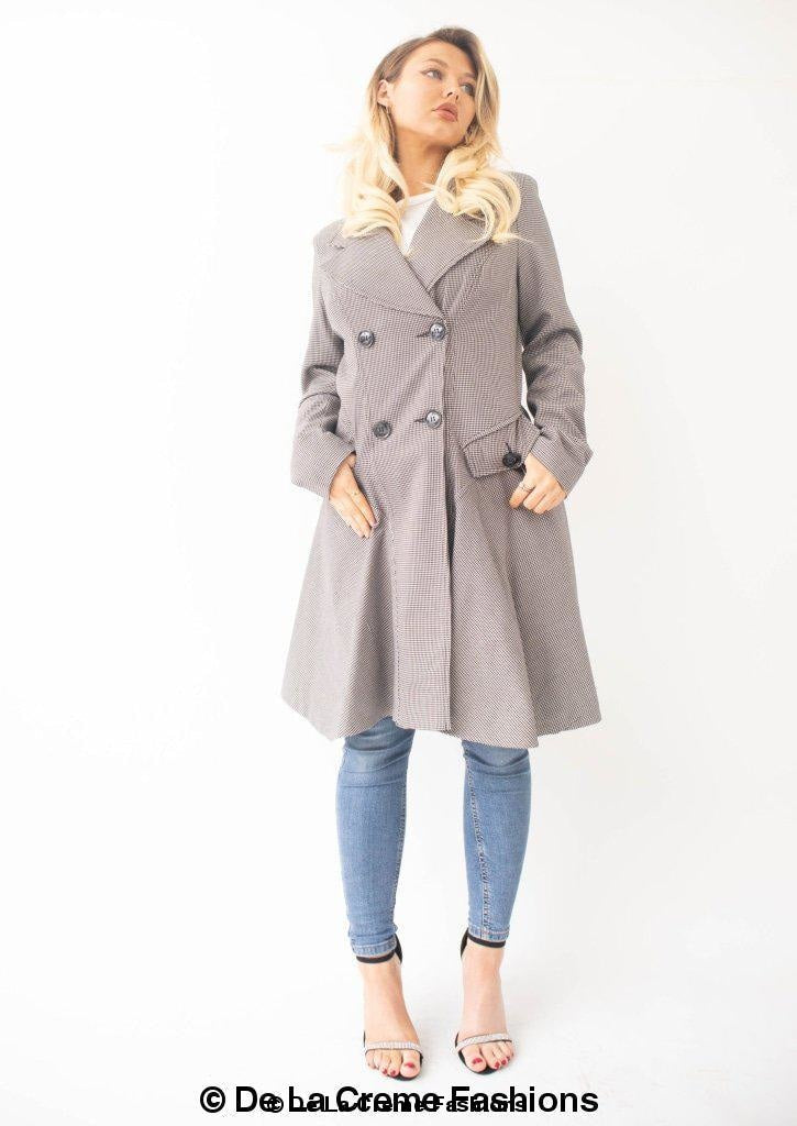 Vanessa Dogtooth Fit and Flare Mac Coat Rose Eleusis