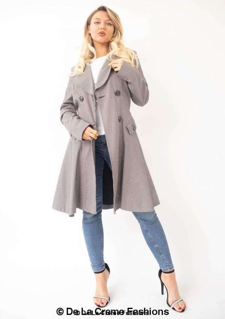 Vanessa Dogtooth Fit and Flare Mac Coat Rose Eleusis