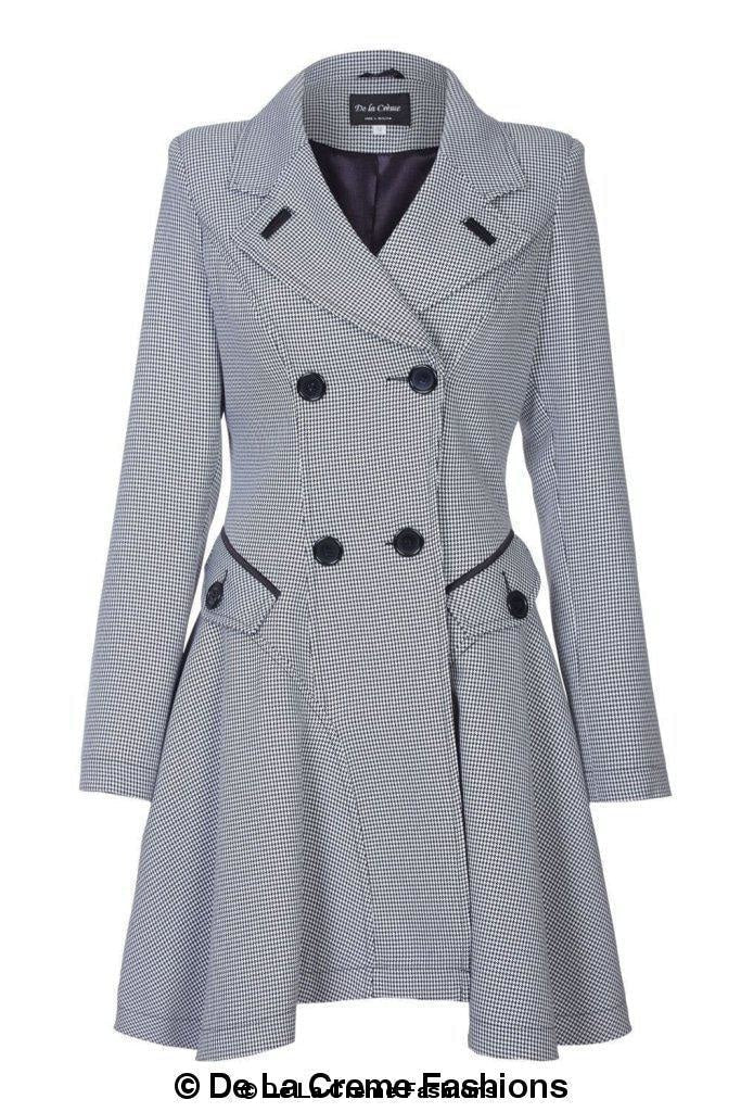 Vanessa Dogtooth Fit and Flare Mac Coat Rose Eleusis